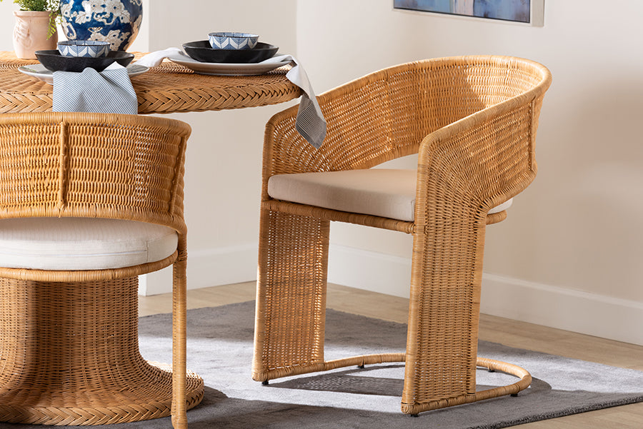 bali & pari Palm Bohemian Light Honey Rattan Dining Chair