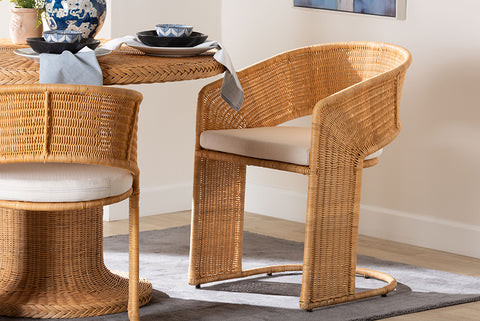 bali & pari Palm Bohemian Light Honey Rattan Dining Chair