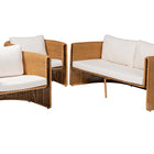 bali & pari Carina Natural Rattan 3-Piece Living Room Set - Lounge Sofa and Armchairs with Handwoven U-Shaped Design for Boho, Coastal, or Tropical Interiors
