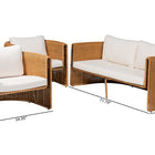 bali & pari Carina Natural Rattan 3-Piece Living Room Set - Lounge Sofa and Armchairs with Handwoven U-Shaped Design for Boho, Coastal, or Tropical Interiors