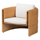 bali & pari Carina Natural Rattan Armchair with Cushion - Handwoven Lounge Chair with U-Shaped Silhouette and Deep Seating for Boho, Coastal, or Tropical Living Spaces