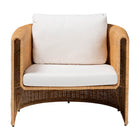 bali & pari Carina Natural Rattan Armchair with Cushion - Handwoven Lounge Chair with U-Shaped Silhouette and Deep Seating for Boho, Coastal, or Tropical Living Spaces