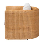 bali & pari Carina Natural Rattan Armchair with Cushion - Handwoven Lounge Chair with U-Shaped Silhouette and Deep Seating for Boho, Coastal, or Tropical Living Spaces