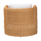bali & pari Carina Natural Rattan Armchair with Cushion - Handwoven Lounge Chair with U-Shaped Silhouette and Deep Seating for Boho, Coastal, or Tropical Living Spaces