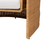 bali & pari Carina Natural Rattan Armchair with Cushion - Handwoven Lounge Chair with U-Shaped Silhouette and Deep Seating for Boho, Coastal, or Tropical Living Spaces