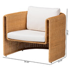 bali & pari Carina Natural Rattan Armchair with Cushion - Handwoven Lounge Chair with U-Shaped Silhouette and Deep Seating for Boho, Coastal, or Tropical Living Spaces
