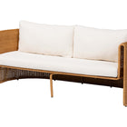 bali & pari Carina Natural Rattan Sofa with Cushion - Handwoven 3-Seater Couch with U-Shaped Sculptural Frame and Deep Seating for Boho, Coastal, or Tropical Living Spaces