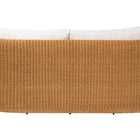 bali & pari Carina Natural Rattan Sofa with Cushion - Handwoven 3-Seater Couch with U-Shaped Sculptural Frame and Deep Seating for Boho, Coastal, or Tropical Living Spaces