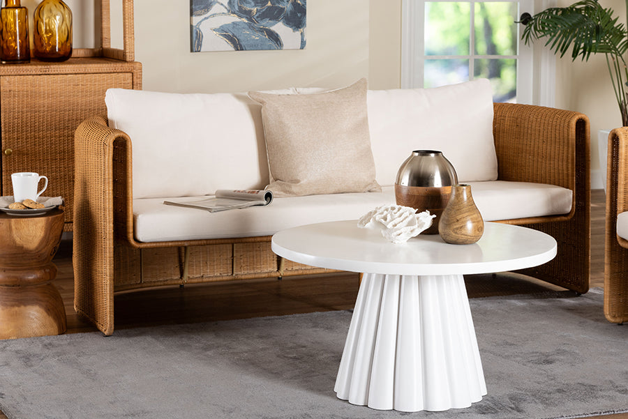 bali & pari Carina Natural Rattan Sofa with Cushion - Handwoven 3-Seater Couch with U-Shaped Sculptural Frame and Deep Seating for Boho, Coastal, or Tropical Living Spaces