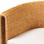 bali & pari Amaya 5-Piece Round Rattan Dining Set - Handwoven Wicker Pedestal Table and 4 Barrel Chairs with Cushion, Coastal Kitchen or Sunroom Furniture