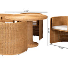 bali & pari Amaya 5-Piece Round Rattan Dining Set - Handwoven Wicker Pedestal Table and 4 Barrel Chairs with Cushion, Coastal Kitchen or Sunroom Furniture