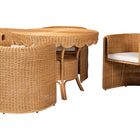 bali & pari Ayumi 5-Piece Round Rattan Dining Set - Handwoven Wicker Scalloped Table and 4 Barrel Chairs, Coastal Kitchen or Sunroom Furniture