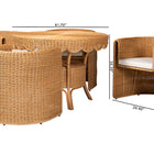 bali & pari Ayumi 5-Piece Round Rattan Dining Set - Handwoven Wicker Scalloped Table and 4 Barrel Chairs, Coastal Kitchen or Sunroom Furniture