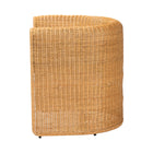 bali & pari Carina Natural Rattan Barrel Dining Chair - Handwoven Wicker Accent Chair with Curved Backrest and Removable Cushion, Coastal Boho Kitchen or Dining Room Seating