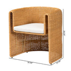 bali & pari Carina Natural Rattan Barrel Dining Chair - Handwoven Wicker Accent Chair with Curved Backrest and Removable Cushion, Coastal Boho Kitchen or Dining Room Seating