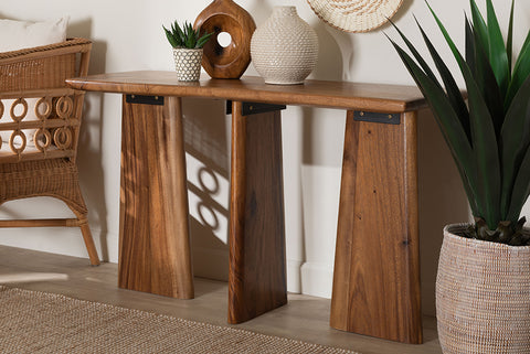 bali & pari Caruso Suar Wood Console Table - Live Edge Statement Table for Entryway or Living Room