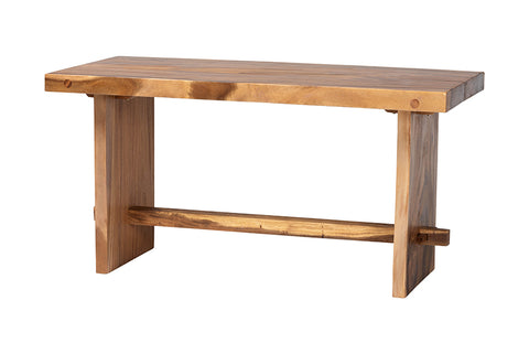 bali & pari Biyu Suar Wood Dining Table - Handcrafted Rectangular Solid Wood Table with Live Edge Details, Rustic Modern Style for Kitchen or Dining Room