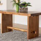 bali & pari Biyu Suar Wood Dining Table - Handcrafted Rectangular Solid Wood Table with Live Edge Details, Rustic Modern Style for Kitchen or Dining Room