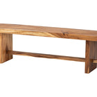 bali & pari Biyu Suar Wood 3-Piece Dining Set - Handcrafted Rectangular Solid Wood Table and Two Benches, Rustic Modern Kitchen or Dining Room Seating