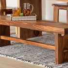 bali & pari Biyu Suar Wood Dining Bench - Handcrafted Solid Wood Bench with Live Edge Details, Rustic Farmhouse Style for Dining Room or Entryway Seating