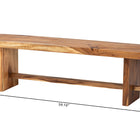 bali & pari Biyu Suar Wood Dining Bench - Handcrafted Solid Wood Bench with Live Edge Details, Rustic Farmhouse Style for Dining Room or Entryway Seating