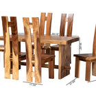 bali & pari Lin Suar Wood 7-Piece Dining Set - Handcrafted Rectangular Solid Wood Table and Six Tall Back Chairs, Rustic Modern Kitchen or Dining Room Seating