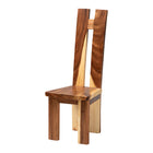 bali & pari Lin Suar Wood 6-Piece Dining Set - Handcrafted Rectangular Solid Wood Table with Four Tall Back Chairs and One Bench, Rustic Modern Kitchen or Dining Room Seating