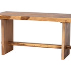 bali & pari Lin Suar Wood 6-Piece Dining Set - Handcrafted Rectangular Solid Wood Table with Four Tall Back Chairs and One Bench, Rustic Modern Kitchen or Dining Room Seating