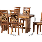 bali & pari Luan Suar Wood 7-Piece Dining Set - Handcrafted Rectangular Solid Wood Table and 6 Mosaic Backrest Chairs, Rustic Modern Kitchen or Dining Room Seating