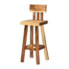 bali & pari Luli 5-Piece Suar Wood Bar Table Set - Modern Bar-Height Dining Set with Sculptural Table and Backrest Stools, Handcrafted Natural Wood Furniture for Kitchen or Entertaining Spaces