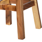 bali & pari Luli 5-Piece Suar Wood Bar Table Set - Modern Bar-Height Dining Set with Sculptural Table and Backrest Stools, Handcrafted Natural Wood Furniture for Kitchen or Entertaining Spaces
