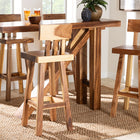 bali & pari Luli 5-Piece Suar Wood Bar Table Set - Modern Bar-Height Dining Set with Sculptural Table and Backrest Stools, Handcrafted Natural Wood Furniture for Kitchen or Entertaining Spaces