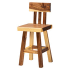 bali & pari Luli Suar Wood Counter Stool - Handcrafted Solid Wood Stool with Backrest, Rustic Modern Seating for Kitchen Island or Dining Area