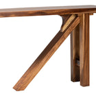 bali & pari Luli Suar Wood Bar Table - Handcrafted Solid Wood Console with Angled Base, Modern Rustic Table for Bar, Kitchen, or Lounge