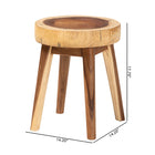 bali & pari Jia Suar Wood End Table - Handcrafted Side Table with Live Edge Round Top and Tapered Legs, Rustic Boho Accent Furniture for Living Room, Bedroom, or Patio