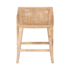 bali & pari Beata Natural Rattan Counter Stool - Handcrafted Wingback Counter Chair with Woven Detailing and Removable Cushion, Coastal Boho Style Seating for Kitchen Island or Dining Area