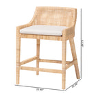 bali & pari Beata Natural Rattan Counter Stool - Handcrafted Wingback Counter Chair with Woven Detailing and Removable Cushion, Coastal Boho Style Seating for Kitchen Island or Dining Area