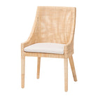 bali & pari Beata Natural Rattan Dining Chair - Handcrafted Wingback Accent Chair with Woven Detailing and Removable Cushion, Coastal Boho Seating for Kitchen or Dining Room