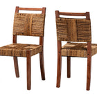 bali & pari Chabela Handwoven Seagrass Dining Chair Set of 2- Solid Mango Wood Frame with Woven Seat and Backrest, Rustic Boho Style Kitchen or Dining Room Seating, Brown