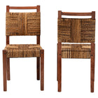 bali & pari Chabela Handwoven Seagrass Dining Chair Set of 2- Solid Mango Wood Frame with Woven Seat and Backrest, Rustic Boho Style Kitchen or Dining Room Seating, Brown