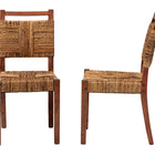 bali & pari Chabela Handwoven Seagrass Dining Chair Set of 2- Solid Mango Wood Frame with Woven Seat and Backrest, Rustic Boho Style Kitchen or Dining Room Seating, Brown
