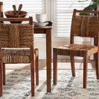 bali & pari Chabela Handwoven Seagrass Dining Chair Set of 2- Solid Mango Wood Frame with Woven Seat and Backrest, Rustic Boho Style Kitchen or Dining Room Seating, Brown
