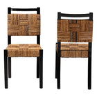 bali & pari Raniya Handwoven Seagrass Dining Chair Set of 2- Solid Mango Wood Frame with Woven Seat and Backrest, Rustic Boho Style Kitchen or Dining Room Seating, Black