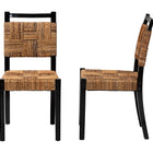 bali & pari Raniya Handwoven Seagrass Dining Chair Set of 2- Solid Mango Wood Frame with Woven Seat and Backrest, Rustic Boho Style Kitchen or Dining Room Seating, Black