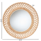 bali & pari Burris Natural Rattan Wall Mirror - Handwoven Wicker Round Frame, Boho Coastal Accent Wall Decor for Entryway, Bedroom, or Living Room