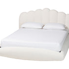 Baxton Studio Grenier Modern Cream Boucle Fabric Queen Size Floating Bed