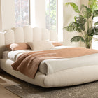 Baxton Studio Grenier Modern Cream Boucle Fabric Queen Size Floating Bed