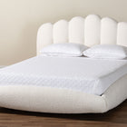 Baxton Studio Grenier Modern Cream Boucle Fabric King Size Floating Bed