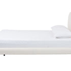 Baxton Studio Cachet Floating Platform Bed with Rounded Headboard - Low Profile Minimalist Boucle Upholstered Bed Frame, Cream, King
