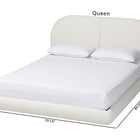 Baxton Studio Cachet Floating Platform Bed with Rounded Headboard - Low Profile Minimalist Boucle Upholstered Bed Frame, Cream, Queen